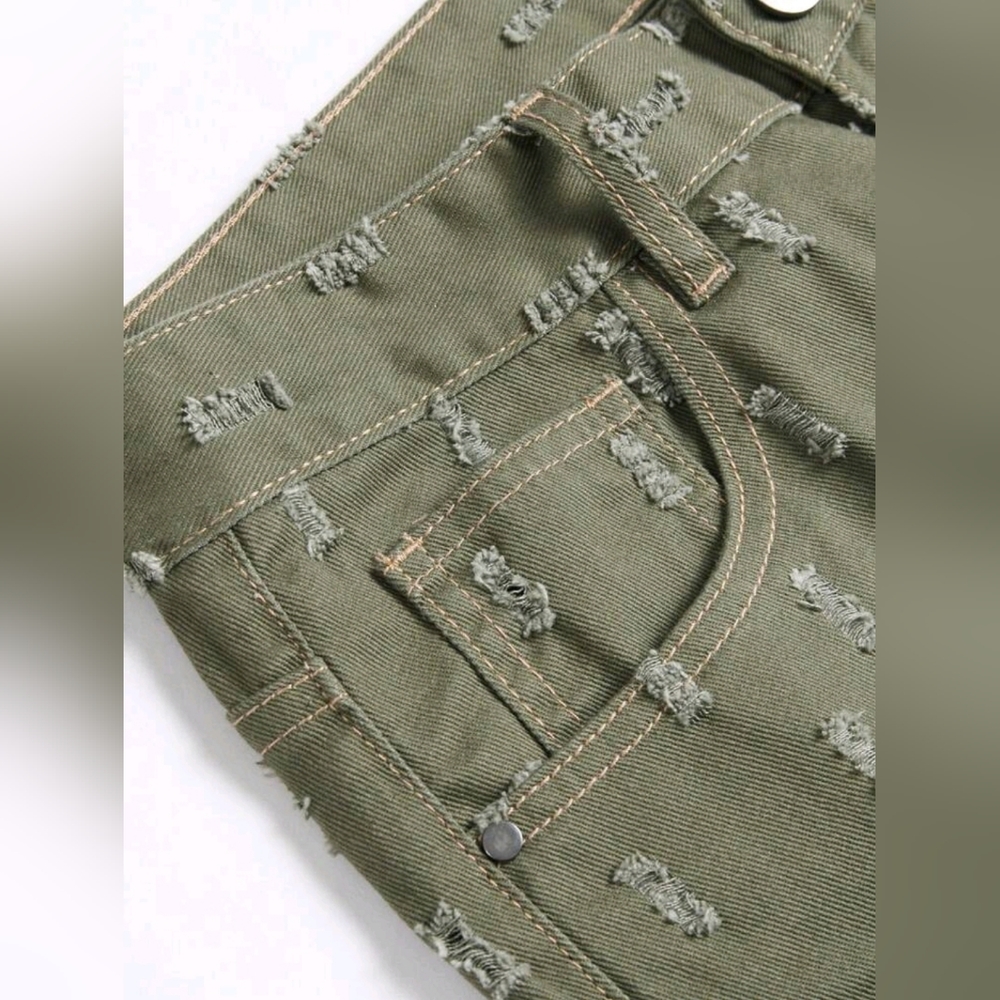 Stylish Olive Green Patterned Pants - image 5